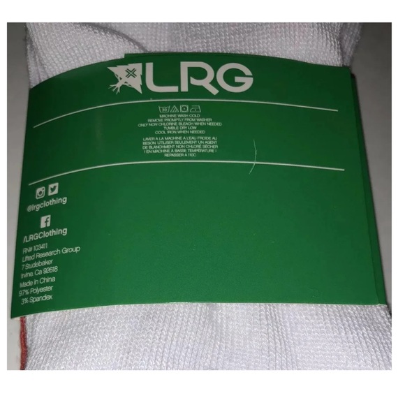 LRG Lifted Research Group Crew Socks 1 Pair Men 6.5-12 White Red Black Tree Logo - Picture 5 of 9